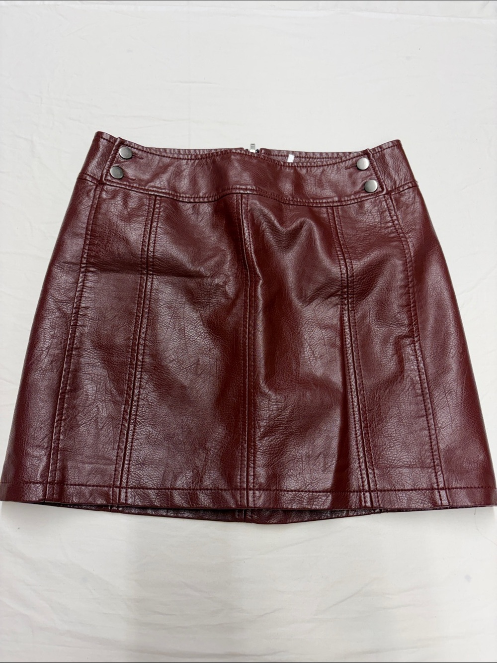 Free People Vegan Faux Leather Mini Skirt Cranberry size 6